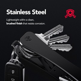 AXKYPRO Key Organizer,Key Holder For Keychain,Compact Key Organizer,Key Ring for Car Fobs,Minimalist Keychains (Up to 8 Keys, Black 2-Pack)