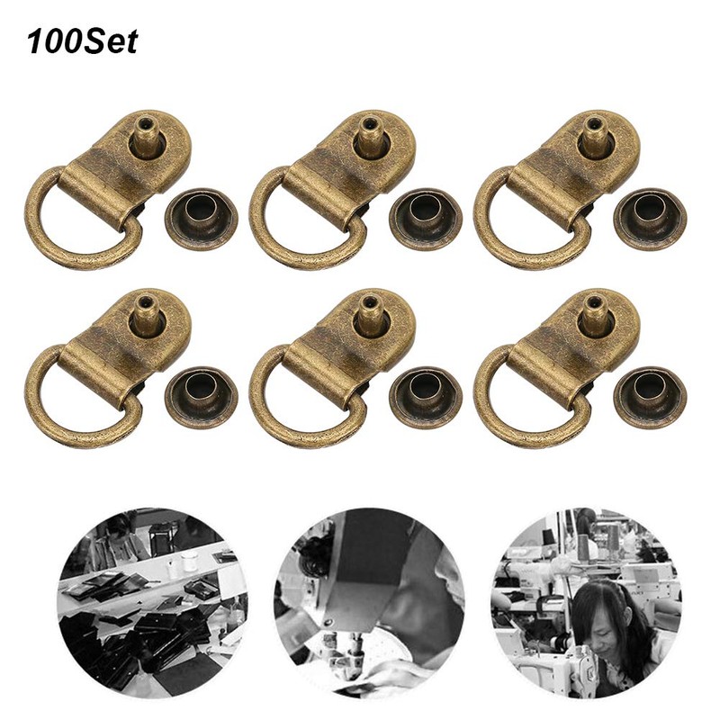 100 Sets Shoelace Hook, Loop Ring with Rivets, Shoe Boot