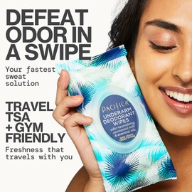 Pacifica Beauty Coconut Milk & Essential Oils Underarm Deodorant Wipes, Helps Remove Odor, Aluminum-Free, Vegan & Cruelty-Free, 30 Wipes (2-Pack)