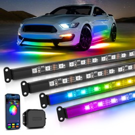 MICTUNING N3 Car Underglow Light Strip Kit, Chasing Dream RGB+IC LED, Exterior Lighting Accessories Underbody Multicolor Neon Accent Light Bar, App Control, IP68 Waterproof, 4PCS 2 Years Warranty