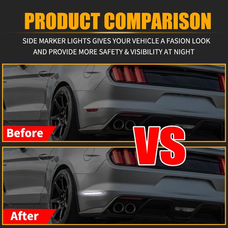 Nrgedzam LED Side Marker Lights Rear White Bumper Fender Marker