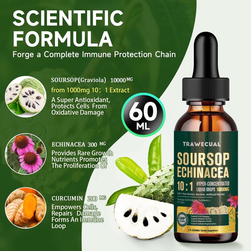 Soursop Graviola Liquid Drops 2Pack – 5 in 1 with