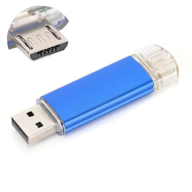 U Disk OTG Bright Blue DualHead Mini Metal USB 2.0