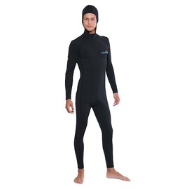 Men's Full Body Stinger Swimsuit Surf Suit with Builtin Hood UV Protection Swimwear UPF50+ Black (US, Alpha, XX-Large, Regular, Regular, Standard, Black)