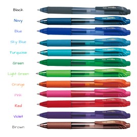 Pentel Energel-X Liquid Gel Pen 0.7mm Hard Case Wallet of 12 Assorted Colours, 1 Wallet (BL107-12AST1)