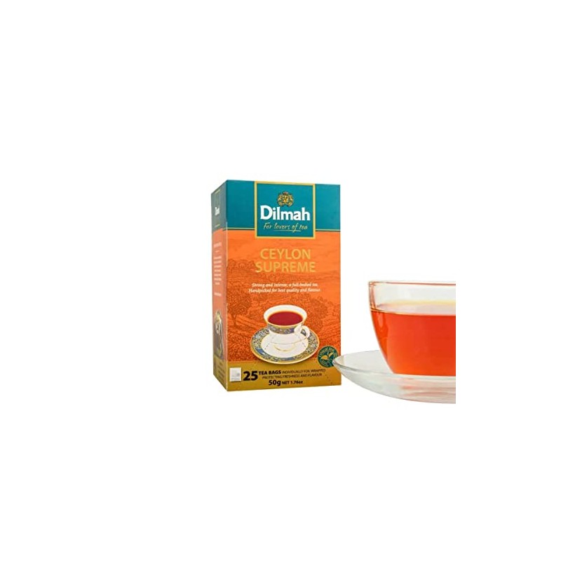 Dilmah Ceylon Supreme Tea, Pack of 12 Individually Wrapped 25