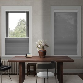 MYshade Custom Size Cellular Shades Cordless, Light Filtering Top Down Bottom Up Honeycomb Blinds, Thermal Insulated Energy Saving Sheer Fabric Window Shades for Indoor Windows, Easy to Install, Grey