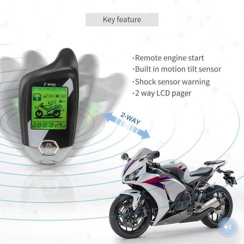 EASYGUARD EM211 2 Way Motorcycle Alarm System with Remote Start