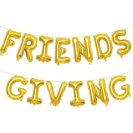 Black Friendsgiving Balloons Banner, Friendsgiving Party Decorations, 16 inch Fall Thanksgiving Balloons for Thanksgiving Friends Party Decorations (Black)