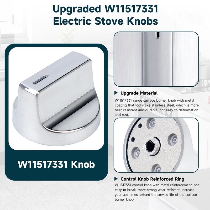 W11517331 for Whirlpool Electric Range Knobs (2pcs) Replace W10850027 W11117415
