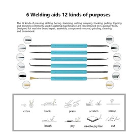 Professional welding auxiliary tools 6 double-sided repair tools, 2 precision tweezers, soldering iron accessories DIY accessories, suitable for electronic repair and welding