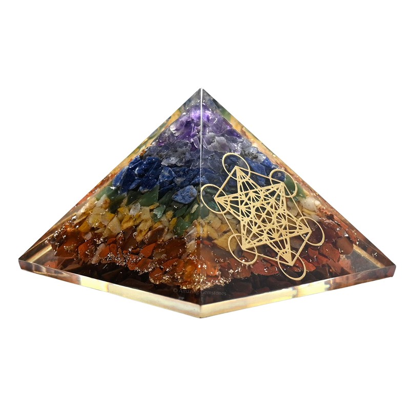 Amazing Gemstone Large Orgone Pyramid | Natural Chakra Pyramid Crystal