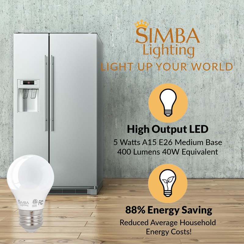 Simba Lighting LED A15 ETL Listed Refrigerator Light Bulbs (2-Pack)