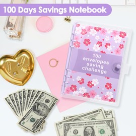 ALLOMN 100 Envelopes Budget Planner Binder, A5 Planner Money Envelopes Envelope Method Cash Stuffing Start Set Budget Planner Money Organiser Savings Book with Films for Financial Planner Saving