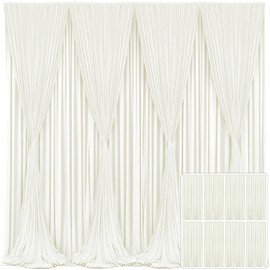 8 Panels Ivory Backdrop Curtain for Wedding Parties Wrinkle Free Ivory Photo Curtains Backdrop Drapes Fabric Decoration for Baby Shower Photography 40ft(W) x 10ft(H)