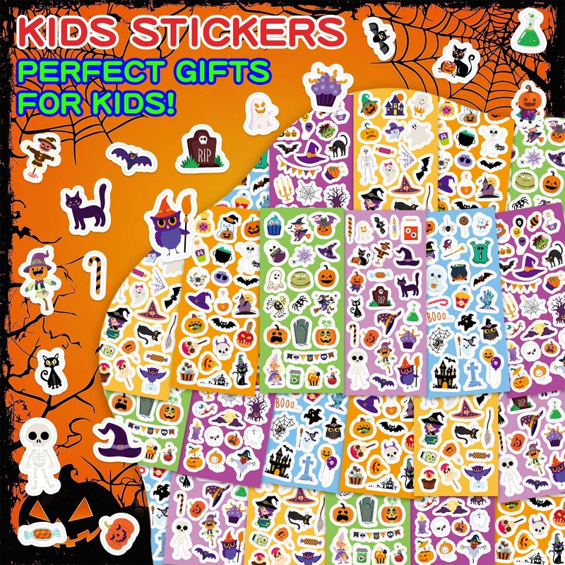 24 Sheets Halloween Stickers, 500+ Stickers Variety Pack