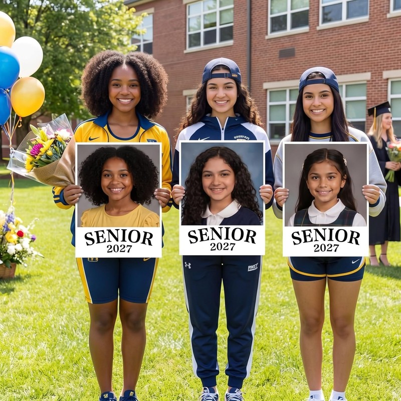 MotiMind 8 Pcs Class of 2027 Senior Photo Booth Props