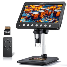WINWEND Digital Microscope for Adults Kids - 7'' HD IPS Coin Microscope for Error Coins with Screen | 1200X Soldering Microscope with 8 LED Lights | 32GB SD Card USB Microscope for Windows/MacOS