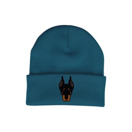 Bang Tidy Clothing Doberman Beanie Hat - Dog Lovers Gifts for Women - Winter Hats for Women - Knitted Wooly Ladies Hats - Dog Walking Accessories - Embroidered Gifts for Dog Lovers Teal