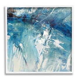 Stupell Industries Abstract Blue Paint Chaos Bold Rigid Movement, Designed by Sarah Stockstill White Framed Wall Art, 24 x 24