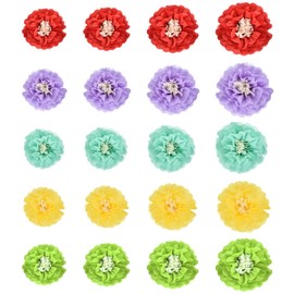 Rebower 20 Pcs Colorful Paper Flowers, 3D Tissue Paper Pom Poms Crepe Mexican Paper Flower, [for DIY Crafting Wall Wedding Birthday Party Decorations] - 6"/8"/10"/12"