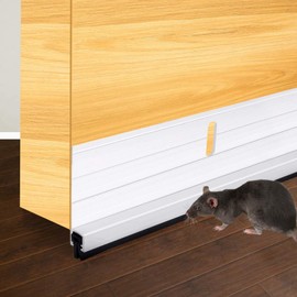 BAINING 2 Pack Metal Door Draft Stopper, 43.5 Inch Under Door Sweep Bottom Blocker Seal Strip, Aluminium Sweeps Anti Mouse Bite, 2Wx43.5L Silver