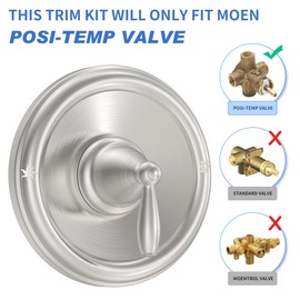Replacement for Moen T2151BN Brantford Posi-Temp Valve Trim Kit, Brushed Nickel Shower Trim Kit Shower Lever Handle (#2510 Valve Required)