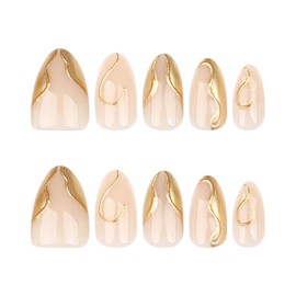 KaleidNail Mandel Nägel Zum Glitzer Aufkleben Falsche Nägel Vollständige Abdeckung Kunstdesign 24 Stück Nude-Farbverlauf Transluzent Silberner Tipp für Frauen und Mädchen