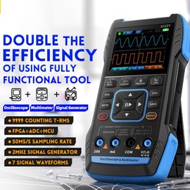 DEWIN Oscilloscope Multimeter, 3-in-1 2-Channel Oscilloscope Multimeter Signal Generator 10 MHz Bandwidth 50 MSa/s Sample Rate