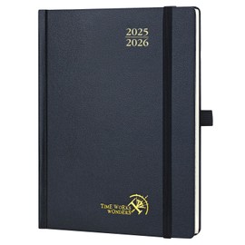 POPRUN Calendar 2025 2026 Book Calendar Hardcover, Approx. A5 (22 x 16.5 cm), 17-Month Diary (Aug.2025-Dec.2026), Weekly Planner 1 Week 2 Pages with FSC® Certified Paper - Black