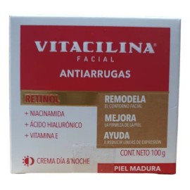 Vitacilina Crema Facial Antiarrugas Retinol Ácido Hialurónico Uso Día Noche 100g Todo Tipo Piel