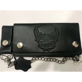 Elpaso Leather Genuine Leather Motorcycle Trucker Biker Chain Wallet inside Zipper Skull. B 24