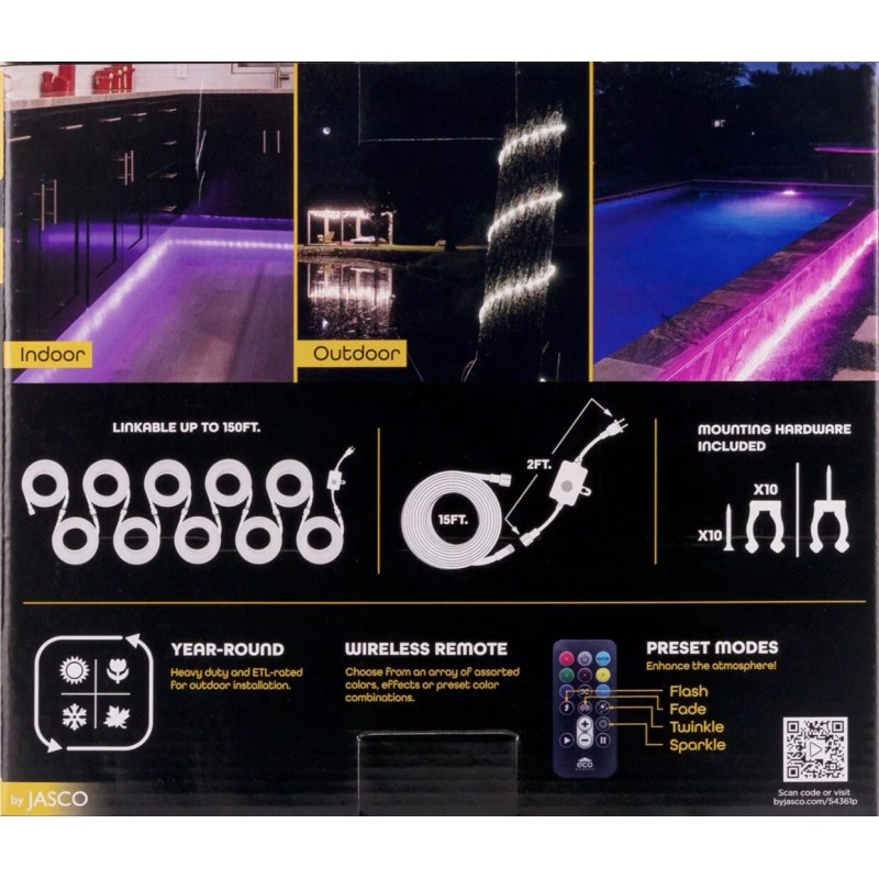 EcoScapes, 15 Ft Color-Changing LED Rope String Light | Remote