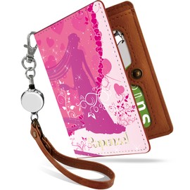 [Pretimo] Rapunzel Princess Character Bi-Fold Reel Strap Pass Case, Rapunzel Silhouette Pink