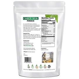 Cashew Milk Powder - Unsweetened Unflavored - All Natural Milk Alternative - Perfect For Coffee, Smoothies, Cereal, Drinks Baking - Vegan, Gluten Free, Non GMO, Kosher, Dairy Free - 1 lb