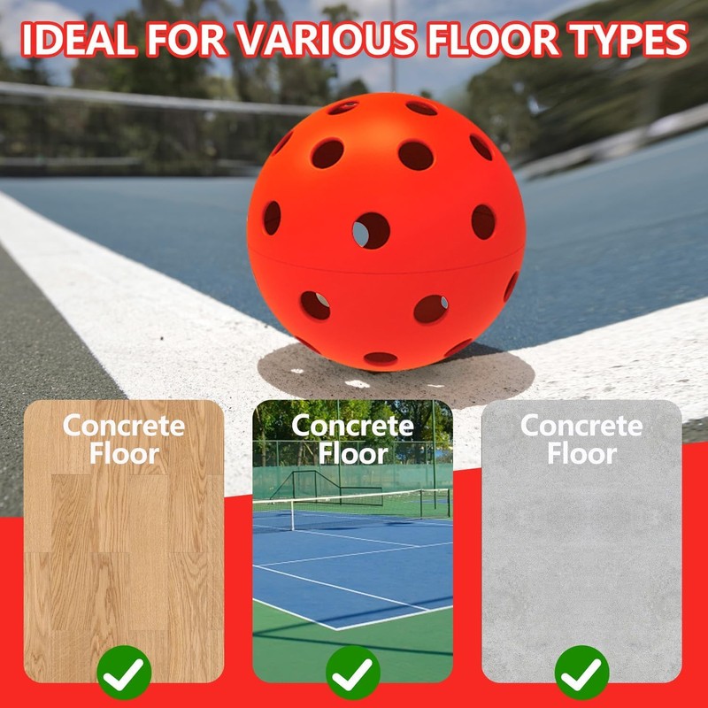 24 Pack Pickleball Balls, 40 Holes Outdoor Pickleballs, High Elasticity