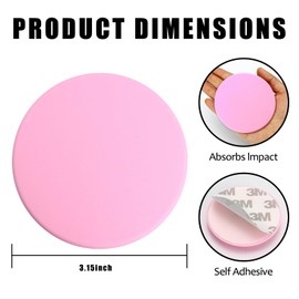 FAMLEAF 3.15" Large Wall Door Handle Stopper, 8PCS Pink Self Adhesive Wall Protector Rubber Door Bumpers, Solution for Stopping Damage from Doors Knobs, Shock Absorbent and Noise Reduction