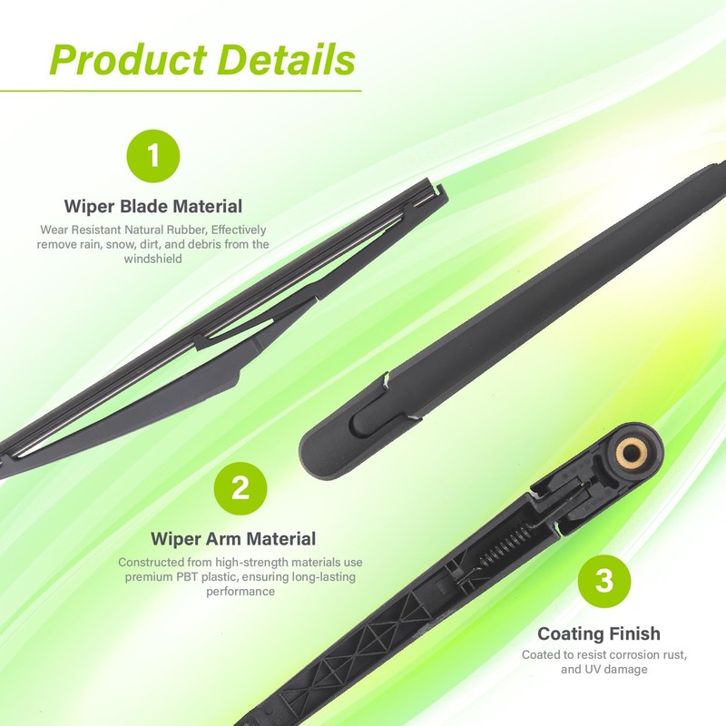 LKK Rear Windshield Wiper Arm Blade Kit Compatible with Hyundai