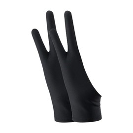 CTFRQC 2 Pack Smudge Gloves Anti Smudge 2 Finger Artist Glove Drawing Gloves for Paper Sketching, Pad Monitor, Graphics Tablet, Universal for Left and Right Hand (Large), Black