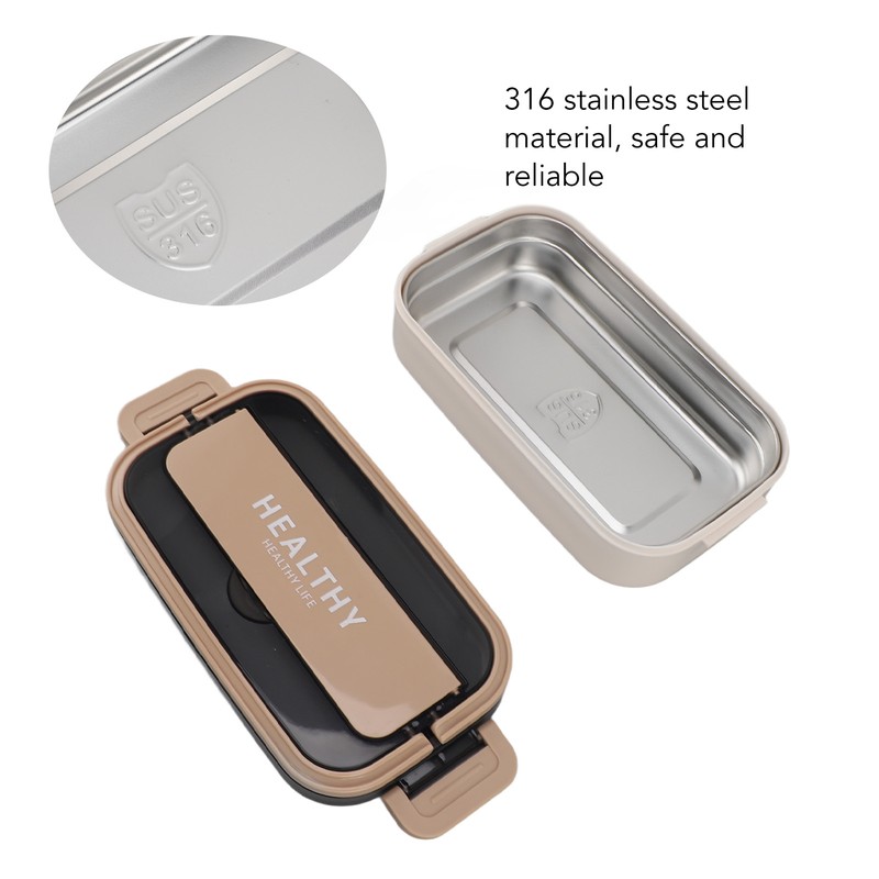 Bento Lunch Box 316 Stainless Steel 700ml Capacity Leakproof Microwave