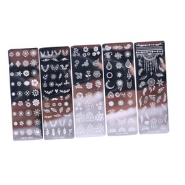 Healvian Floral Nail Art Stamping Plates 5pcs Nail Art Stencil Kit Stamper for Home or Salon Use Easy to Apply