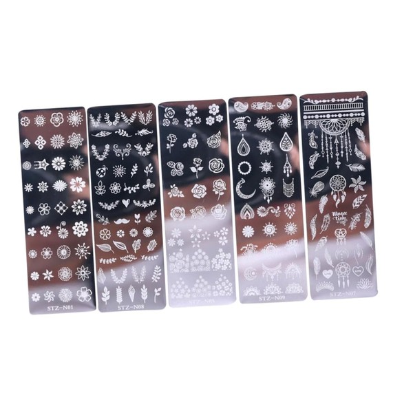 Healvian Floral Nail Art Stamping Plates 5pcs Nail Art Stencil