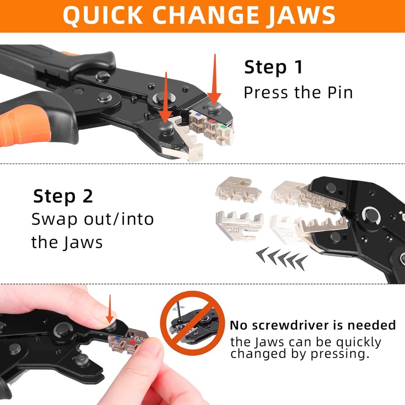 KF CPTEC 6PCS Multi-functional Wire Crimping Tool with Quick-Change Jaws