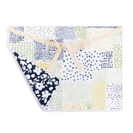 DEMDACO Absorbent Reversible Half Apron With Pocket, 27 x 20 Inch Polyester, Navy Floral Pattern, Blue/Green/Yellow, 27 x 20 Inch