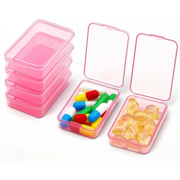EIVENNKO 6 PCS Small Pill Box, Tiny Case,Mini Clear Plastic