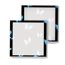 AOPEFNX Sticky Notes, 2 Pads, 3x3 inches, Cute Colorful Fun Self-Stick Note Pads, Easy Post, Strong Adhesive Notepad Blue Glowing Butterflies