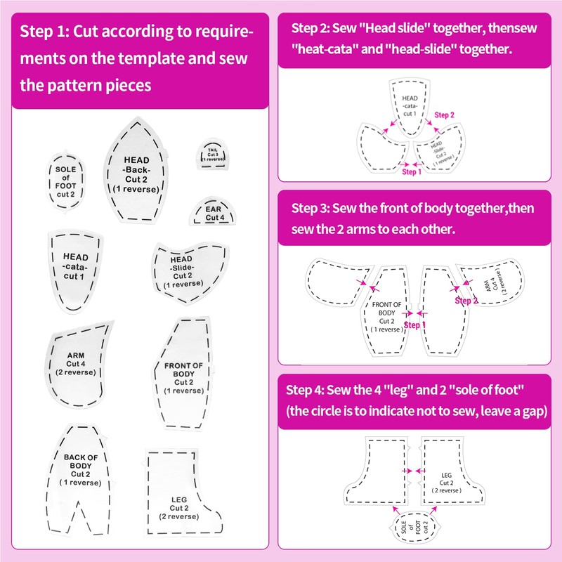 Memory Bear Patterns for Sewing, Sewing Patterns for Beginners, 10Pcs