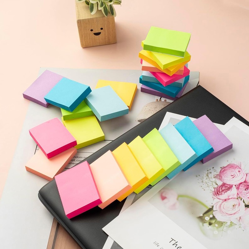 Sticky Notes 1.5x2 inch Bright Colors Self-Stick Pads 6 Pads/Pack