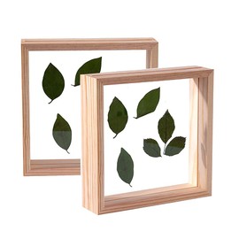 C&Z 2pcs 6x6 Wooden Picture Frame, Double Sided Acrylic, Herbarium, Plants, Sample Frame for Pressed Flowers, Dried Leaves, Tables, Wall Decoration