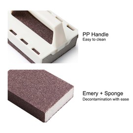 Yeaspolist Nano Carborundum Sponge 6 Pack Emery Decontaminate Sponge with 1 Handle Emery Sponge Brush Eraser Scrub Washable and Reusable for Removing Rust Cleaning Kitchen Supplies